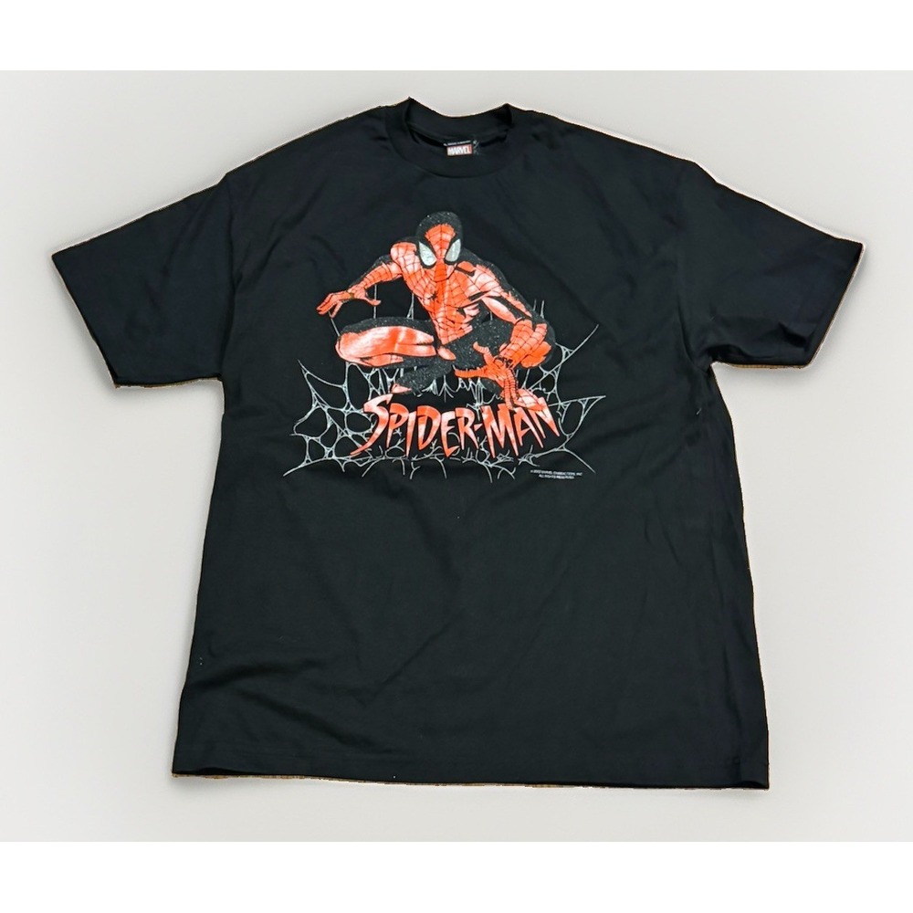 Vintage Marvel Mad Engine Spiderman T Shirt Black XL Comic Images Rare
